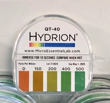 QT-40 Hydrion Quat Quaternary Sanitizer Test Paper Strips 0-500 PPM 4/15/26