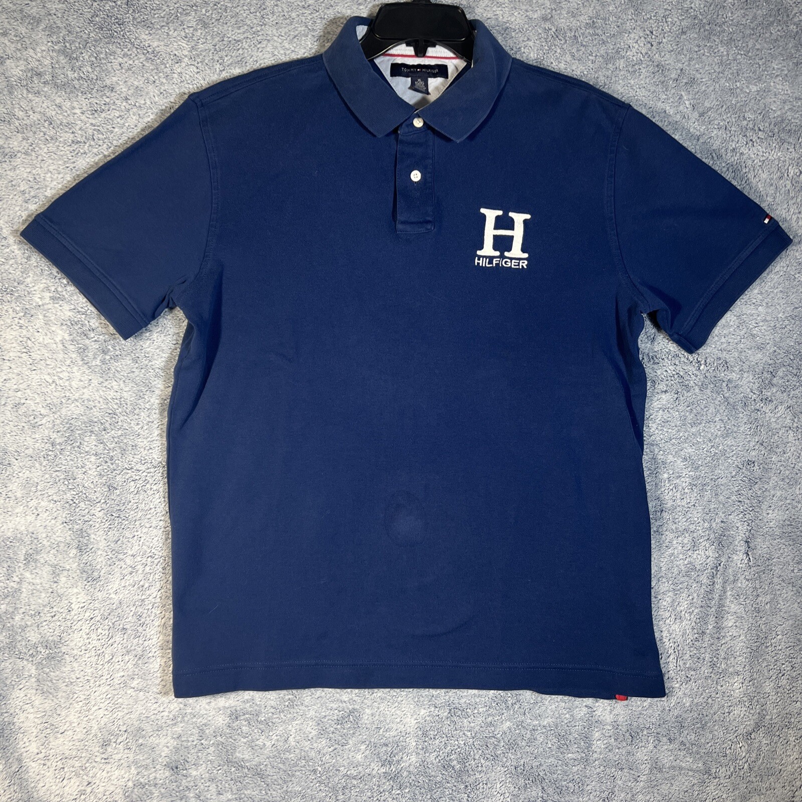 Tommy Hilfiger Vintage Navy Polo with Large "H"Logo Slim Fit Sz XL Short Sleeve thumbnail 7