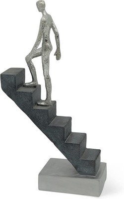 Modern Desk Decor 'Top of The Rock' - Abstract Silver and Grey-black 