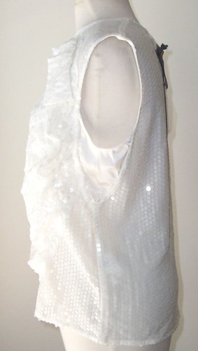 HAUTE White Sheer Sequin Embellished Top 44 8 - Picture 2 of 3