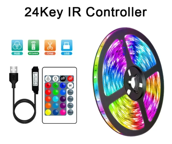 LED Strip Lights 5050 USB 16.4ft Indoor Remote Control 16 Color Bedroom Light-image