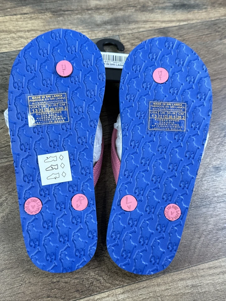POLO RALPH LAUREN Kid's Camino Flip Flops Sandals Lt Pink Floral Child Sz 13 NWT - Image 3 of 4