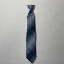 Vtg Wemlon By Wembley Blue Striped Polyester Clip On Necktie