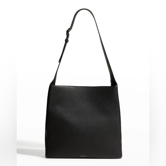The Row Piper Leather Hobo Bag in Black