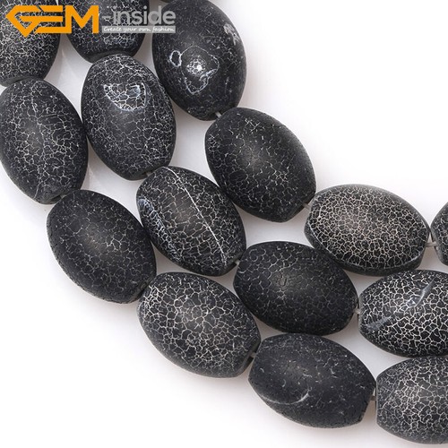 Cuentas de piedras preciosas esmeriladas mate natural de ágata negra de arroz para hacer joyas de 15" - Imagen 25 de 34
