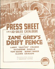Drift Fence 1936  Buster Crabbe, Katherine DeMille, Tom Keene western pressbook