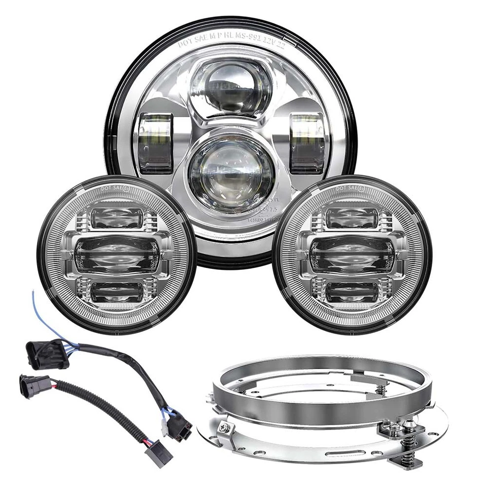 Combo de faros antiniebla LED 7" 4,5" para Honda Shadow 500 700 800 1100 Foto 2 de 4