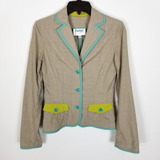 Hoss Homeless Women Cotton Blazer Jacket Size 36 Us 4 Brown Green Yellow Unlined