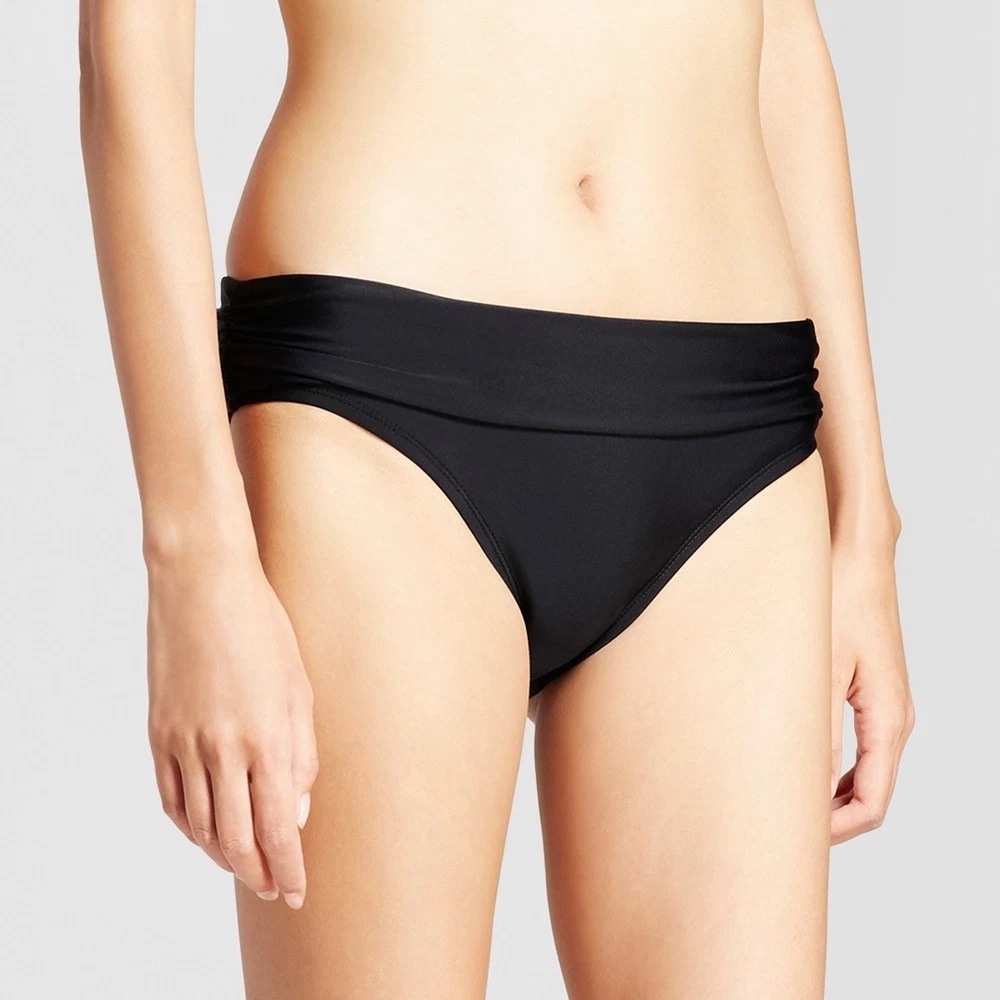 Merona Black Foldover Hipster Bikini Bottom Swimwear Women s Small