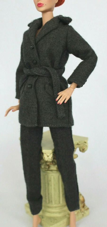 CEO Power Business Suit Barbie Outfit Jacket Coat Pants Grey Wool fit FR MTM TNT - Image 4 of 4