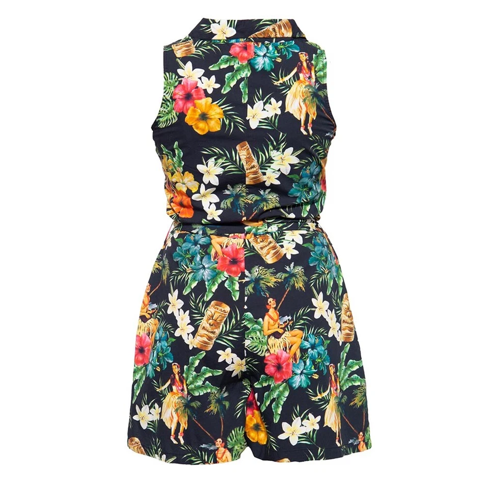 Queen Kerosin Rockabilly Vintage Playsuit Overall Jumpsuit Dancers Mambo Schwarz - Bild 2 von 4