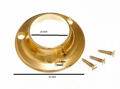Wardrobe rod rail socket end support bracket 25mm brass plated Qty. pack of 8