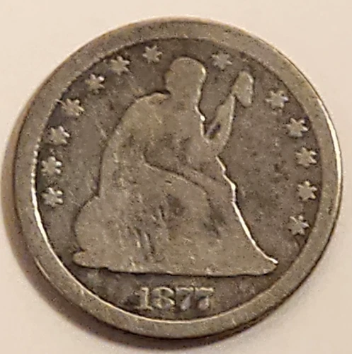 1877 CC SEATED LIBERTY QUARTER VERY GOOD