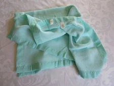 Vintage Baby Morgan Aqua Thermal Acrylic Waffle Weave Baby Blanket 36x50 NYLON 3