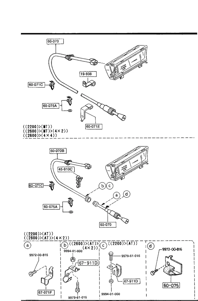 Cable velocímetro para Mazda B2000 B2200 1986-1993 transmisión manual Japón Foto 2 de 2