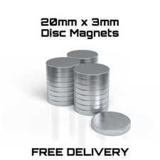 VERY STRONG Neodymium Disc Magnets 20mm x 3mm N42 Rare Earth Magnets UK