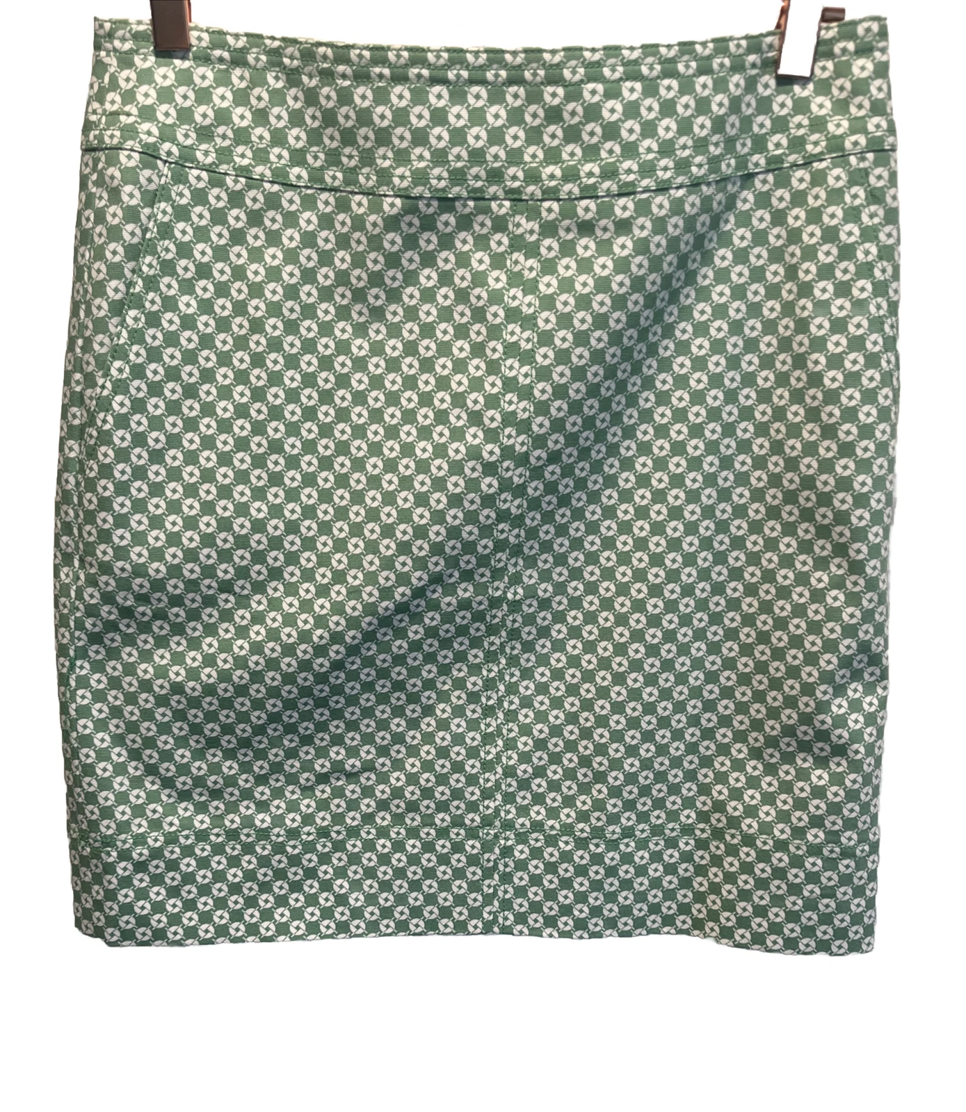 TALBOT’S SKIRT GREEN GEOMETRIC COTTON STRETCH WOMEN’S SIZE 2