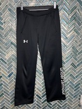 UNDER ARMOUR GIRLS BLACK PULLON STORM1 TRACK ACTIVE WARM UP PANTS MEDIUM 