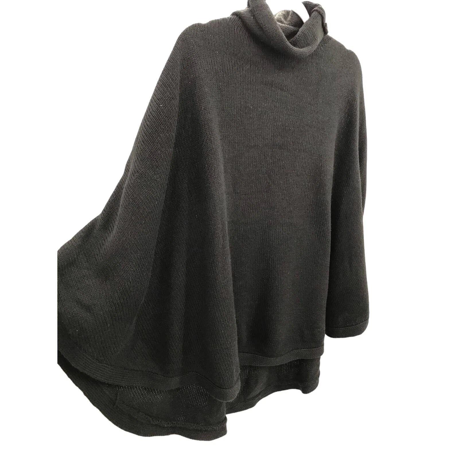 lole inverness knit turtleneck poncho sweater