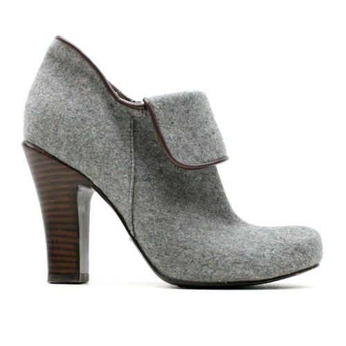 Fossil Ladies 6 (36) Ankle Gray Felt Booties 3.75" Side Zip High Heels Booties - Picture 4 of 12