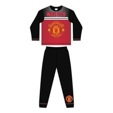 Image of Manchester United Boys Pyjamas 4 to 12 Years Long Sleeve Red Black Man Utd