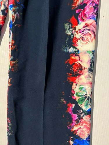 MSGM Womens Pant Flower Border Navy Silky Viscose sz It 38 US S Made Italy - Picture 5 of 12