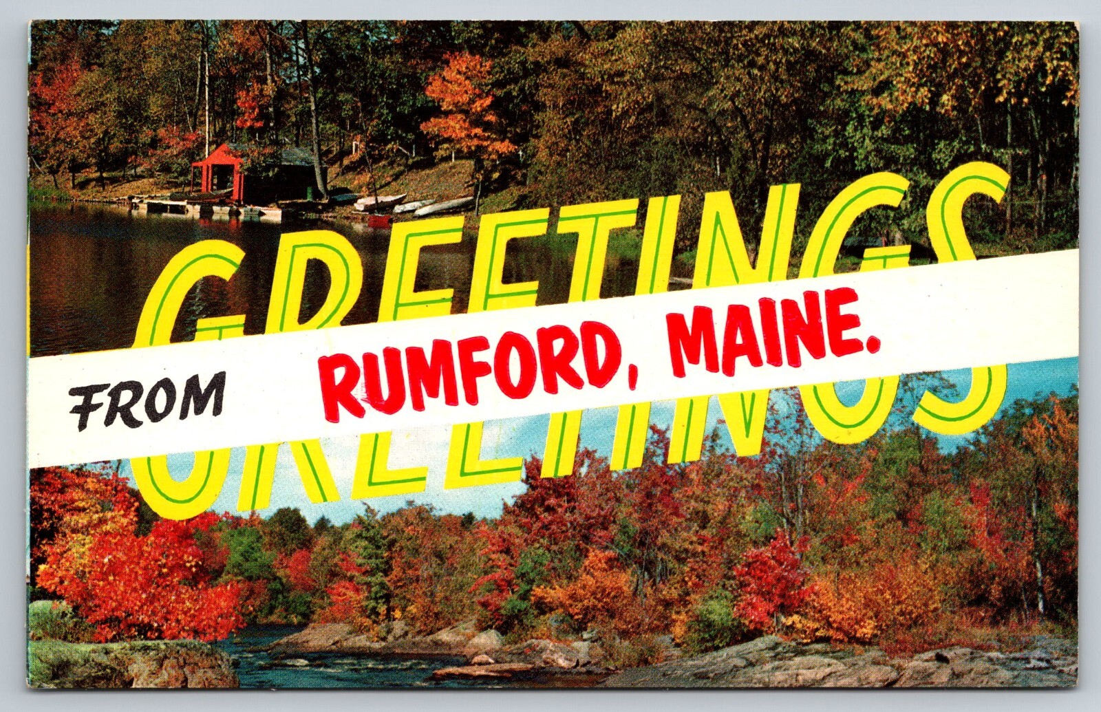 Greetings from Rumford Maine in Fall Postcard eBay