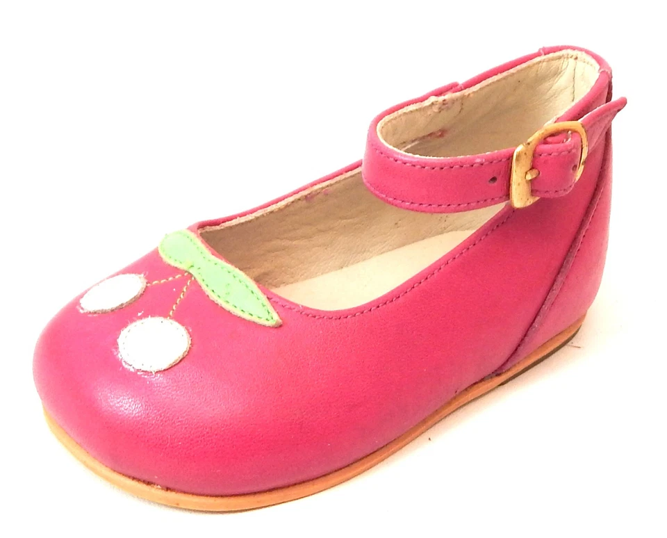 DE OSU - España - Zapatos de vestir vintage para bebés niñas fucsia cereza - europeos - talla 3 Foto 3 de 4