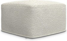 SIMPLIHOME Chantal Contemporary Square Pouf in Ivory Boucle 24 inch,