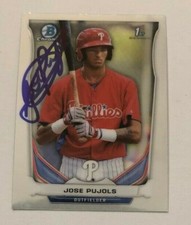 JOSE PUJOLS SIGNED 2014 BOWMAN CHROME PROSPECT ROOKIE CARD AUTO