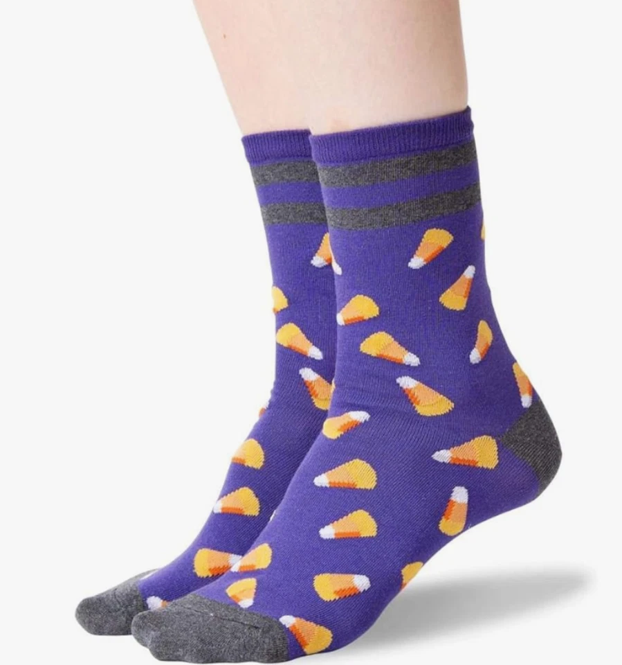 HOT SOX Halloween Candy Corn Crew Calcetines Talla Única Púrpura Foto 2 de 2