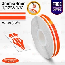 FLUORESCENT ORANGE 1/12" & 1/6" Vinyl Pinstriping Stripe Double Line Sticker
