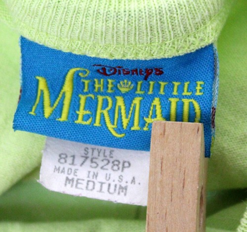 1990s Disney Little Mermaid Green Tshirt Ariel Swirl Seashell Girls Medium Youth - Picture 5 of 6