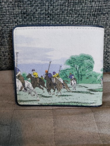 POLO Ralph Lauren MENS WALLET Equestrian Polo Players Canvas Billfold New - Picture 2 of 5