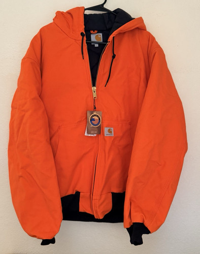 Vintage Carhartt Jacket Mens Large J140 BLZ Quilt Lined Blaze Orange USA w/ Tags