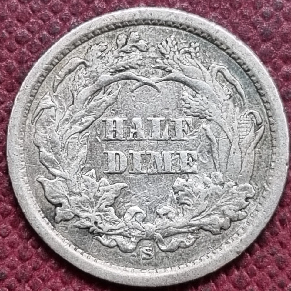 1863 S Seated Liberty Half Dime 5c RARE Higher Grade XF - AU #92947 - Image 2 of 2