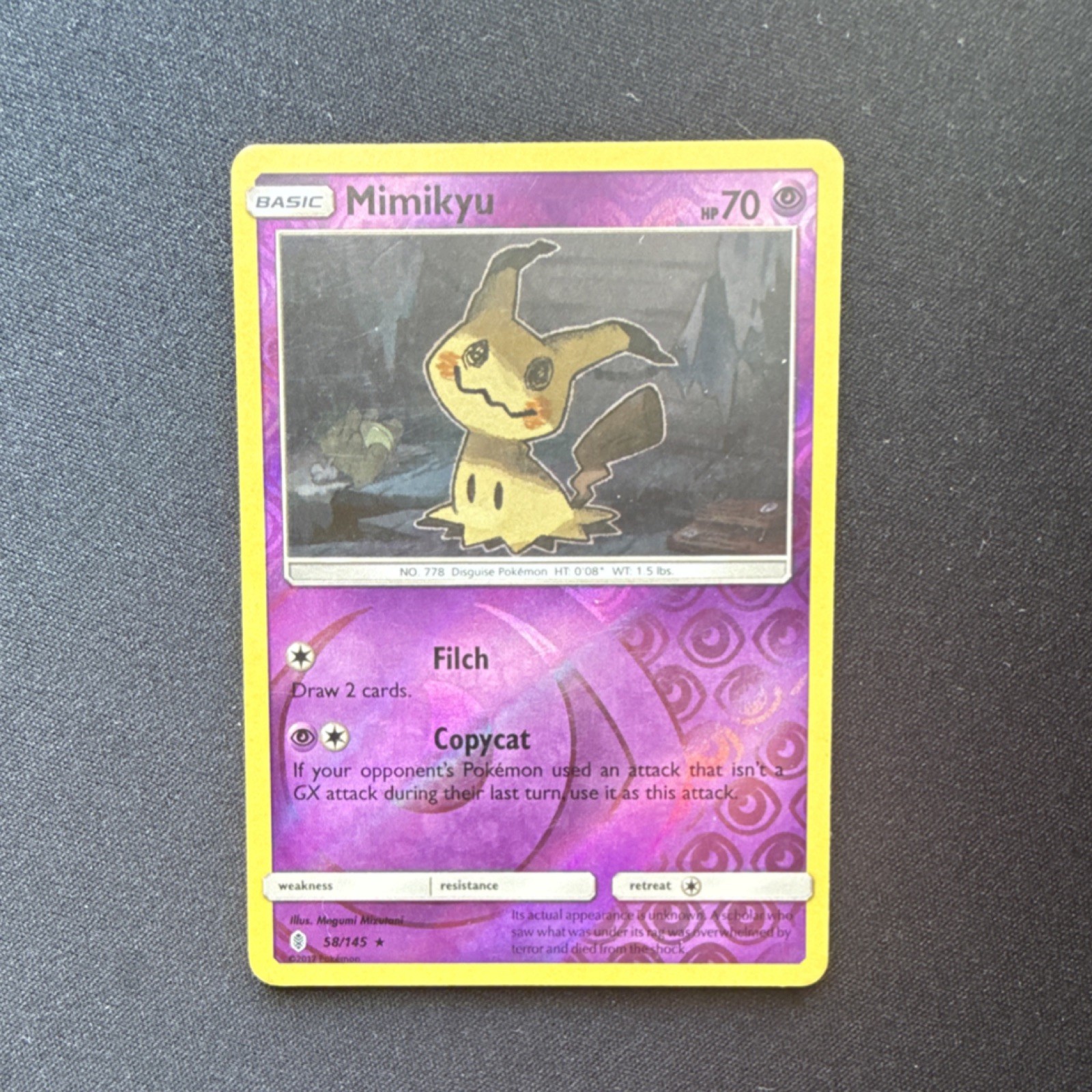 Mimikyu 58/145 SM-Guardians Rising Holo Rare Reverse Holo Pokemon TCG Card