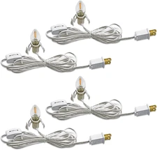 C7 Accessory Cord with C7 Led Light Bulb Candelabra-Base E12 Socket, White Cord