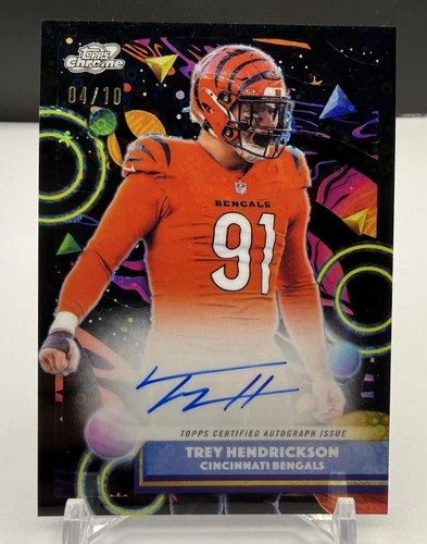 2025 Topps Cosmic Chrome Auto Black Eclipse Refractor  Trey Hendrickson 4/10