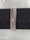 VTG Goldette NY SilverTone Mesh Faux Pearl Chain Bracelet VictorianRevival Style