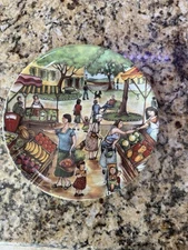 Effete D'Arte Ceramic MARKET SCENES Salad Plate by Brunelli, Italy, 8” ~ MINT