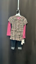 Little Lass Girls 3 Piece Set Leggings Shirt Cardigan Colorful Size 6 NWT CUTE