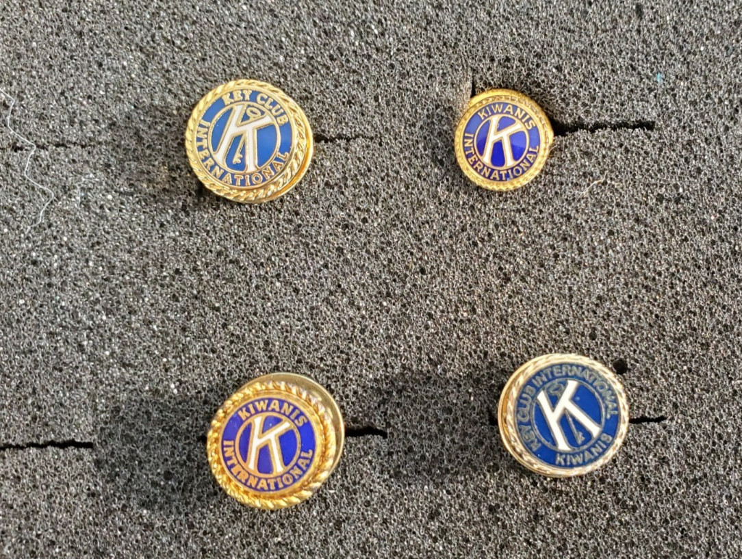 Lot Of 4 Kiwanis Key Club International Lapel Pins Collectible Gold Tone