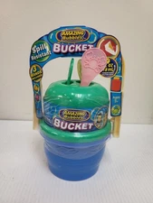 Amazing Bubbles Bucket With 3 Wands - Spill Resistant 4oz. Bubbles Green/Blue