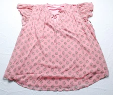 LC Lauren Conrad Women's Tie Front Ruffled V-Neck Top AR8 Pink Size 2X NWT