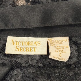 VTG 80s Victorias Secret Gold Label Black Floral Lace Sheer Lingerie Top Small