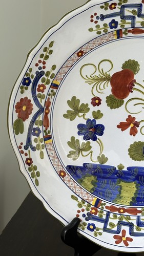 Vintage CACF Faenza Keramik blaue Nelke italienische Servierplatte, 13" Durchmesser - Bild 4 von 7