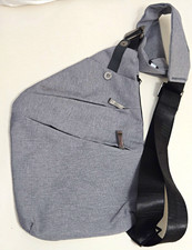 Gray/Black Crossbody Sling Bag Adjustable Strap Zip/Button Closure Unisex