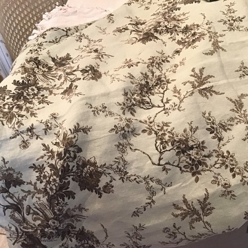 Bella Notte Queen Toile Duvet Linen Seaglass Green w Chocolate brown floral new - Picture 7 of 9
