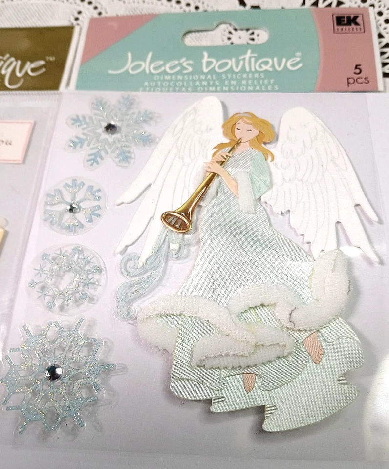 2 pegatinas de Navidad Jolees: Winter Angel 50-20088 (2010) y SPJC002 cajas de regalo doradas Foto 3 de 4